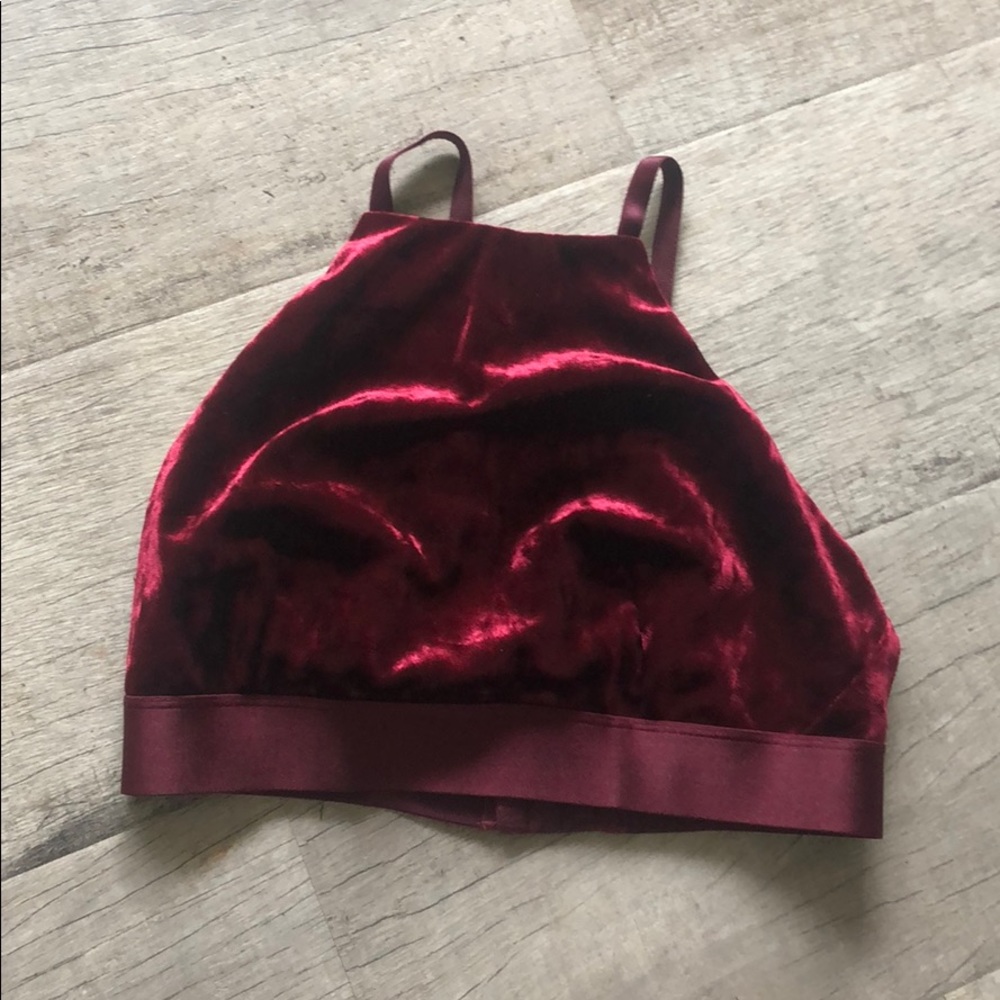 Nordstrom | red velvet high neck bralette